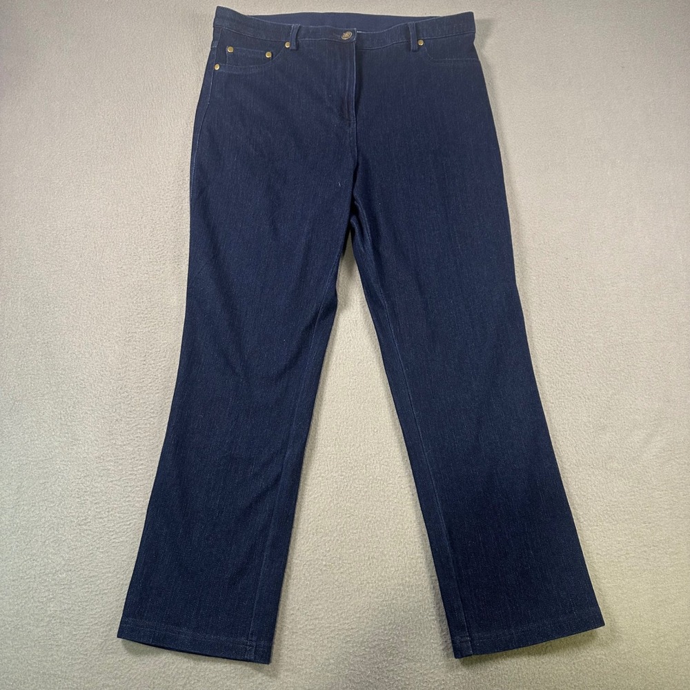 Alfred Dunner Petite 10P Dark Wash Straight Leg Comfort Waist Denim Jeans